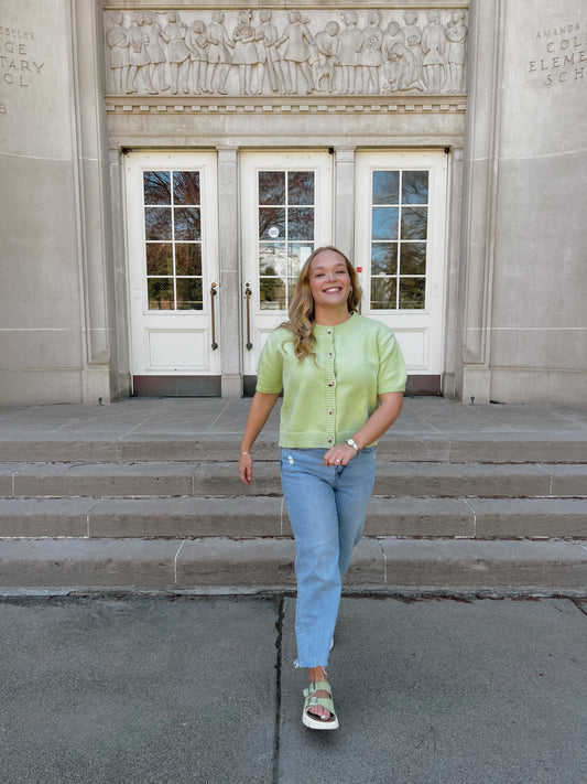 Honeydew Haze Short Sleeve Cardigan